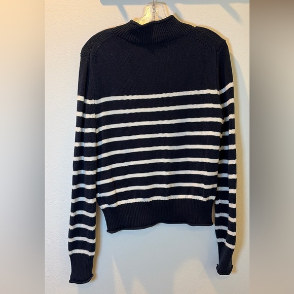 J. Crew roll neck navy blue and White Striped Sweater size XS - Picture 2 of 5
